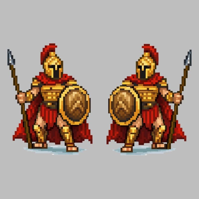 Double Gladiator Pixel Art