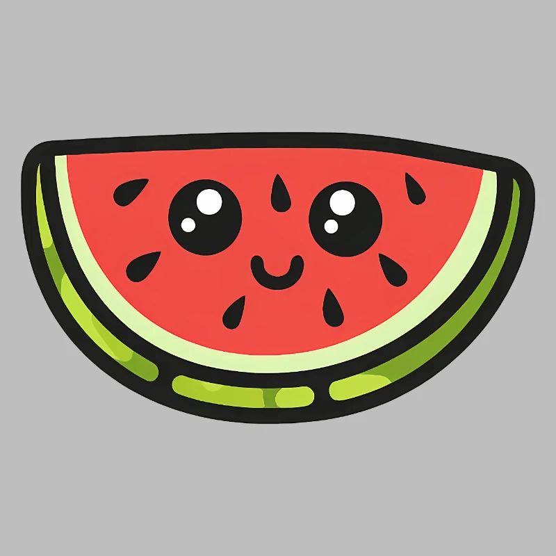 Dessin animé mignon de tranche de pastèque