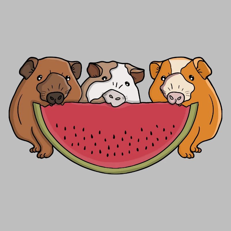 Illustration de cochons d'Inde ludiques et de pastèques