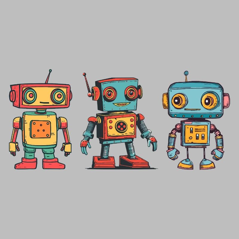 Nostalgische Retro Roboter Illustration