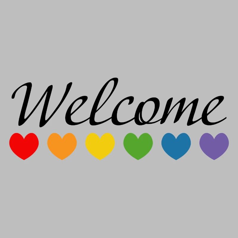 Regenbogenherzchen Welcome schwarz