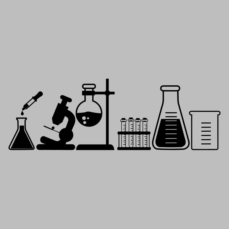 Laboratoire avec bocaux, microscope et tubes