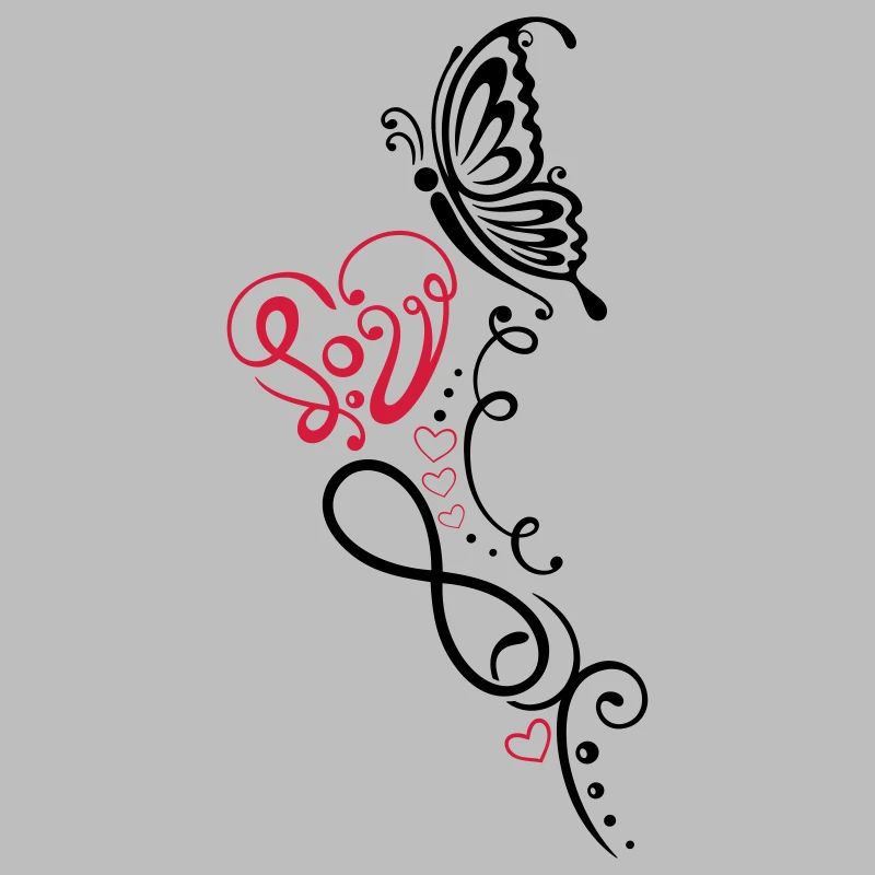 Herz mit Schmetterling, infinity