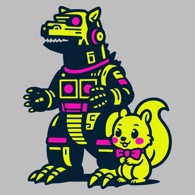 Mecha Drache mit Eichhörnchen