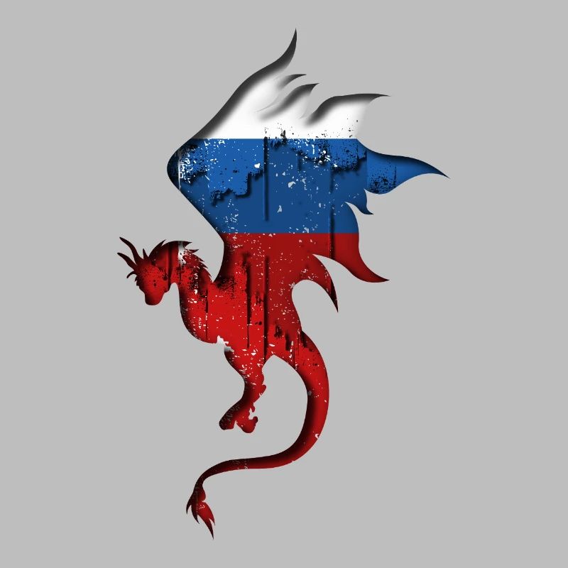 Drapeau de la Russie - Russie - Silhouette de dragon