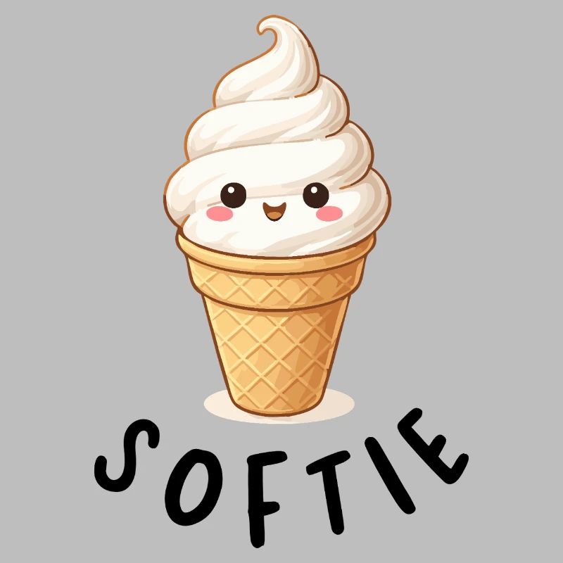 Kawaii Eiscreme auf Waffel