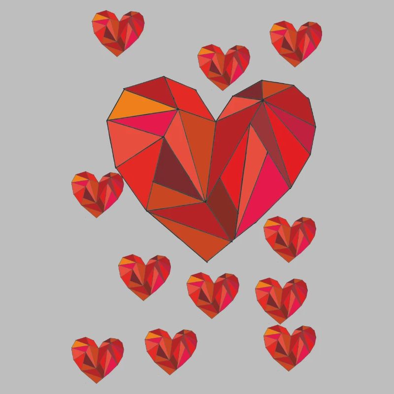 Geometric heart pattern in warm red