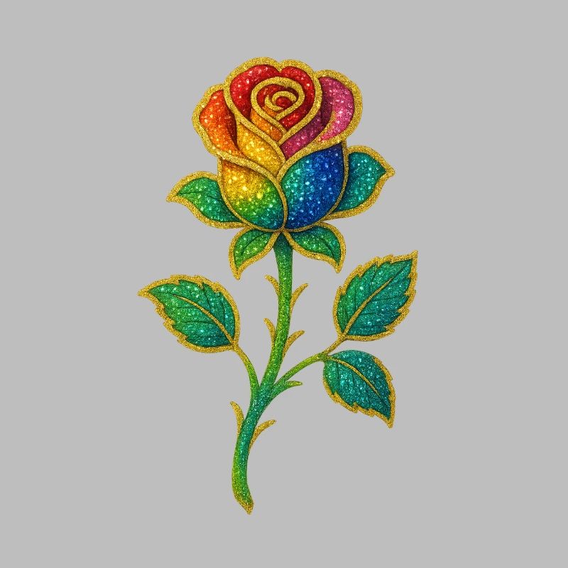 Rainbow Glitter Rose Design