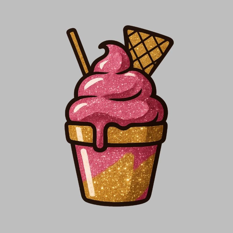 Pink Glitzer Eiscreme Becher