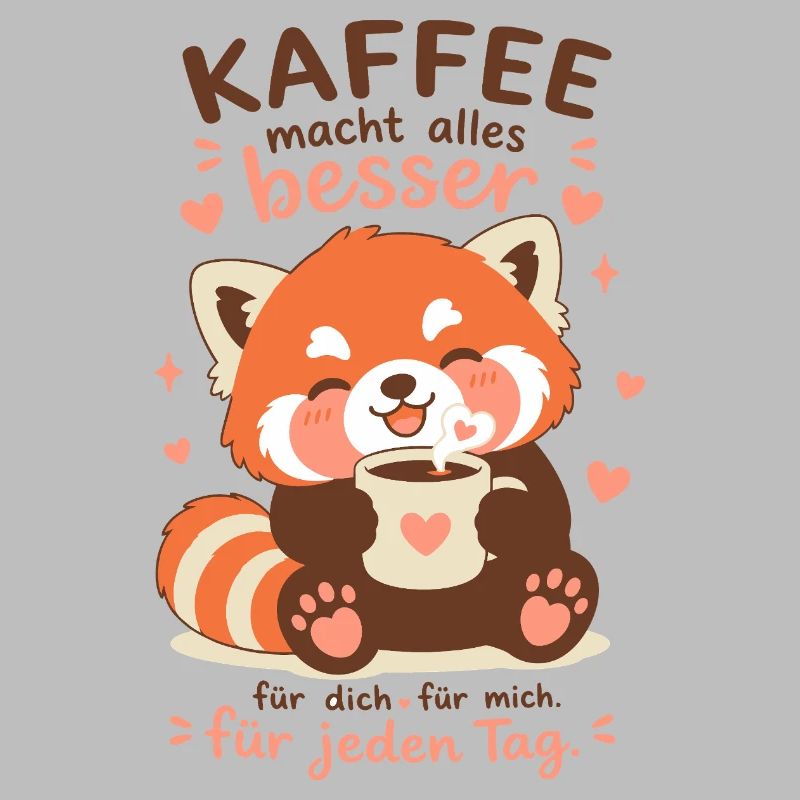 Roter Panda mit Kaffee