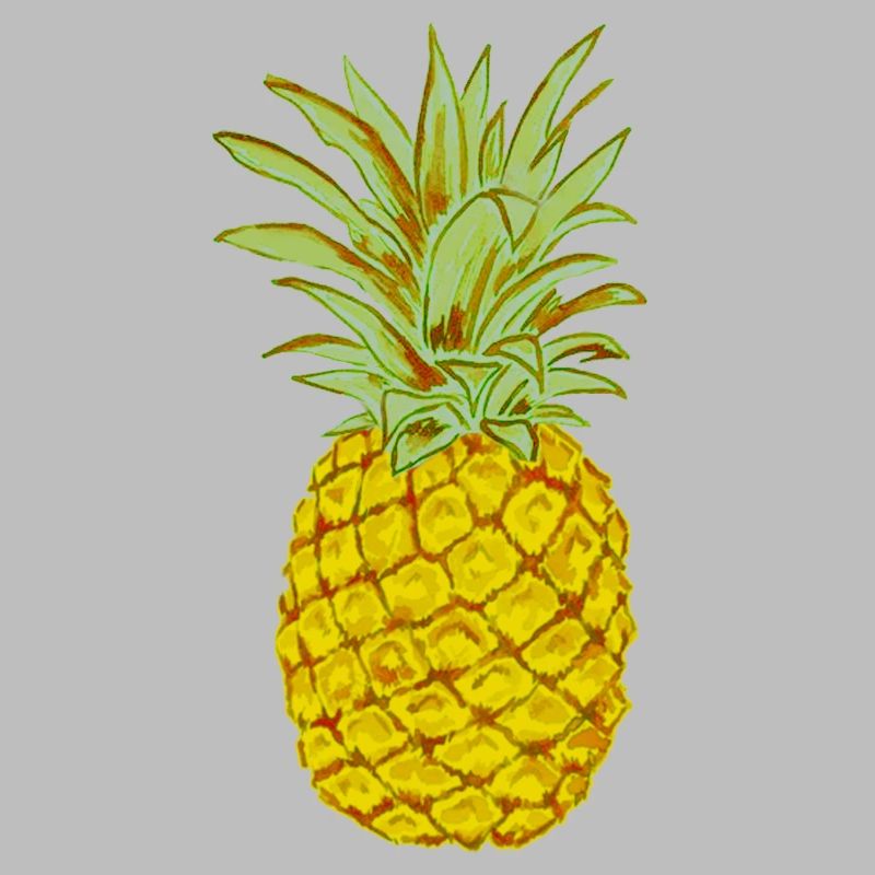 Ripe Pineapple Yellow Stylized Drawing