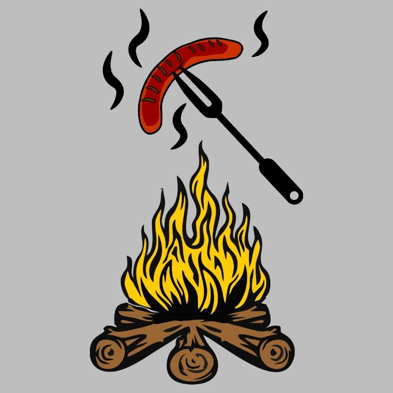 Feu de camp avec saucisse bratwurst