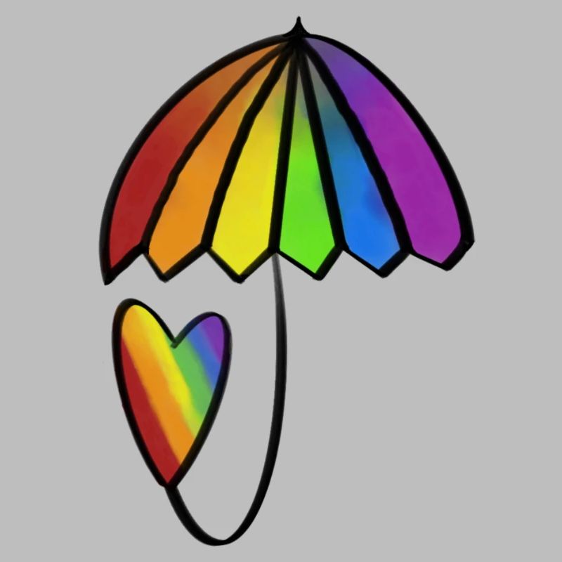 Regenbogen Herz mit Schirm