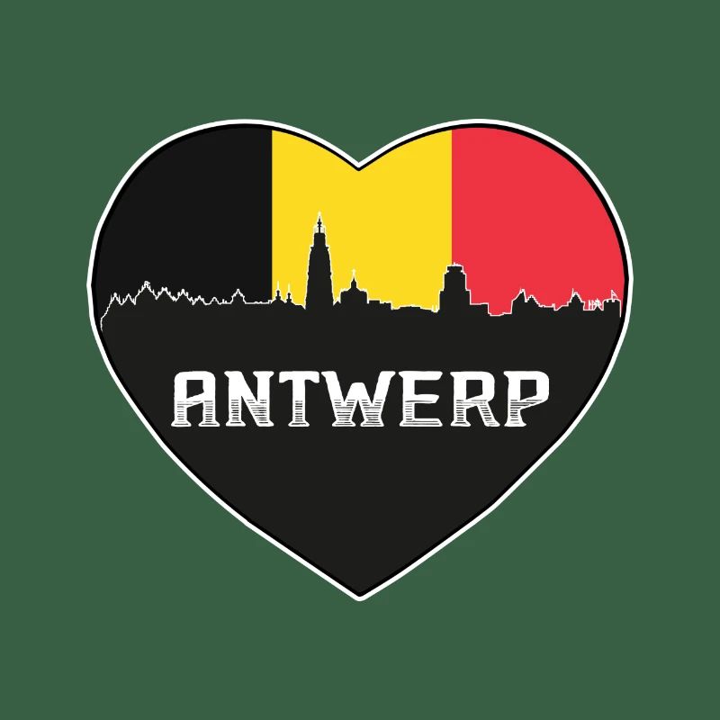 Antwerp Belgium Skyline Silhouette Belgian Flag