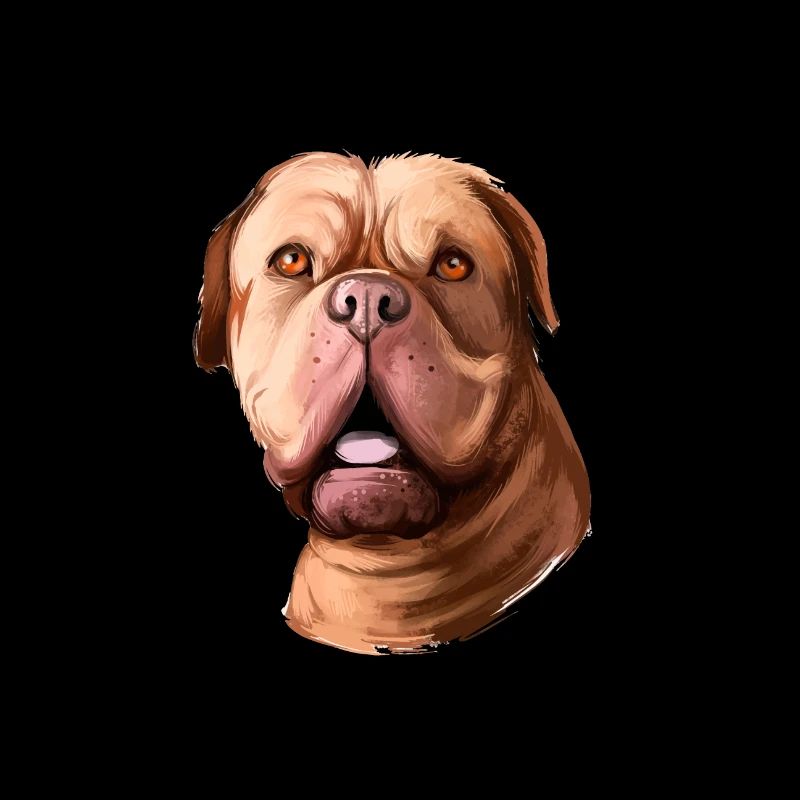 Dogue de Bordeaux Hund Aquarell Illustration