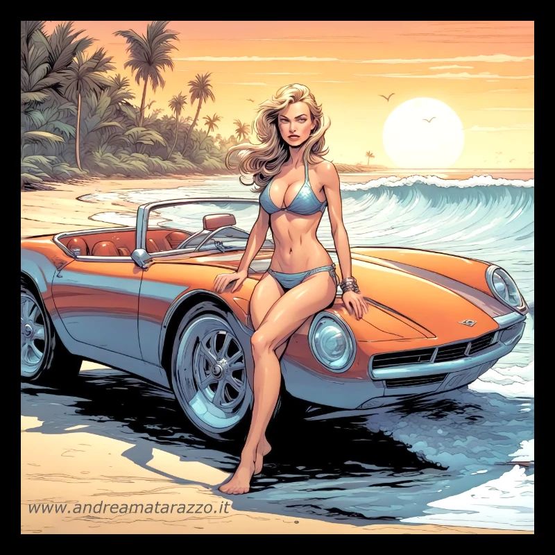 Fille avec voiture et nature de rêve 3