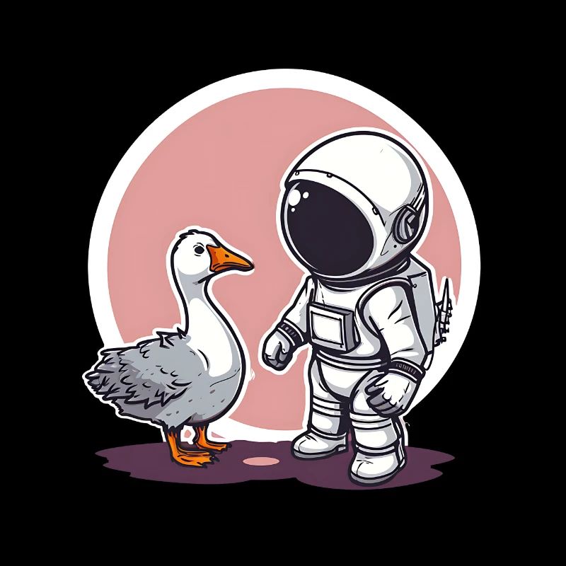 Mignon astronaute et oie dessin animé Design | Espace