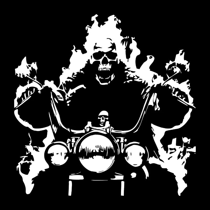 Skull Biker Flame Moto