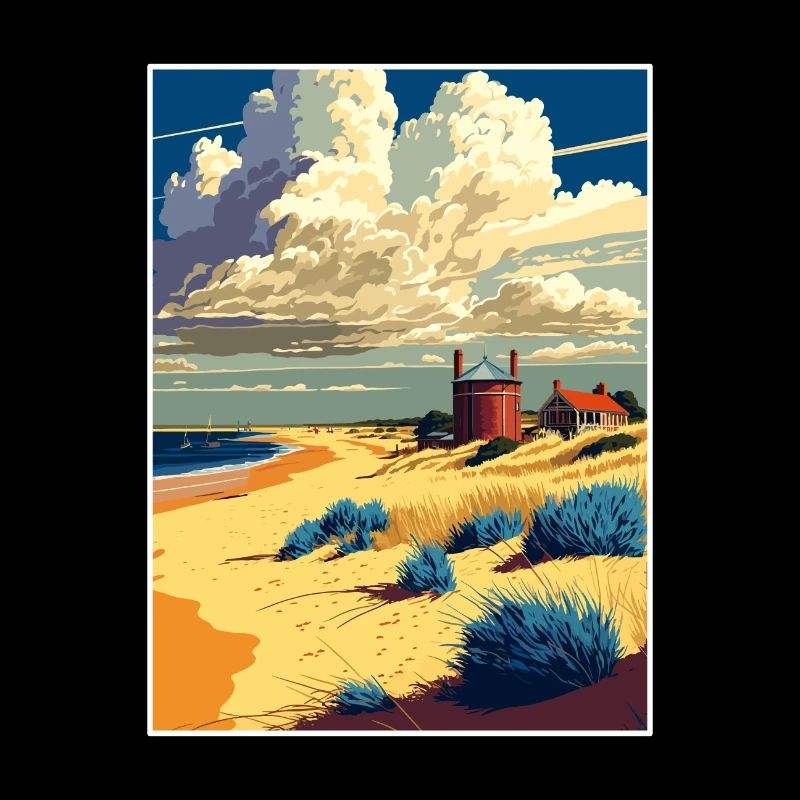 Suffolk Coast Aonb Voyage Affiche Peinture Carte Postale