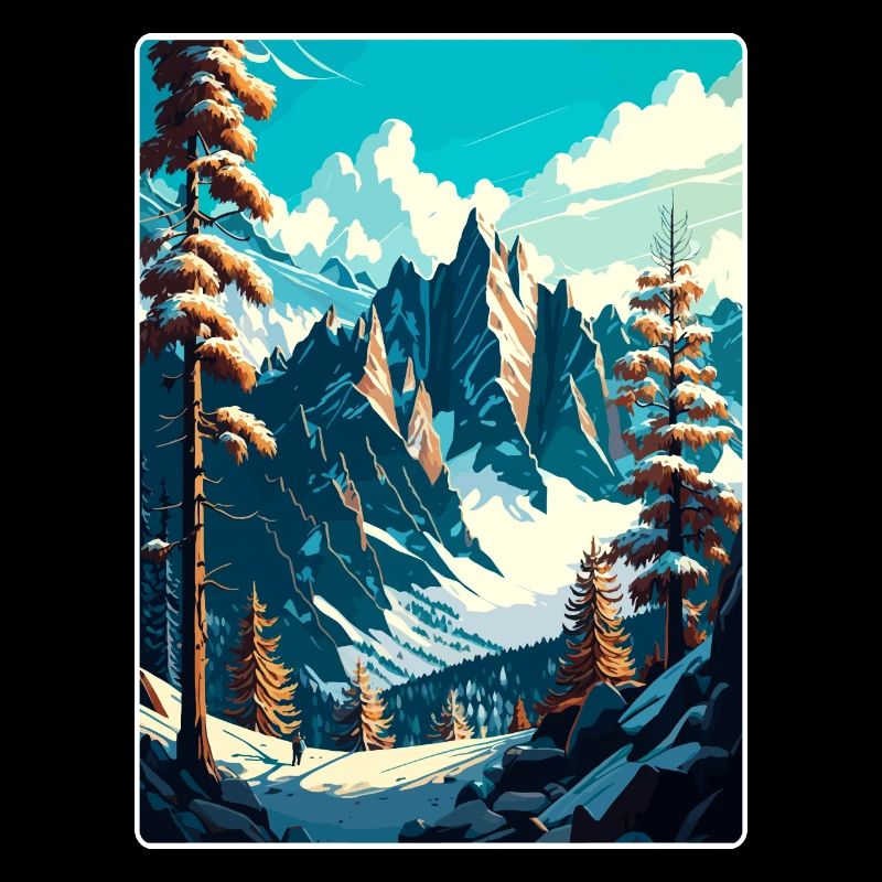 Chamonix Ski Ski Affiche de voyage vintage Souvenir