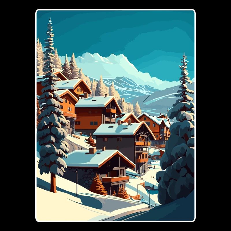 Val Thorens Ski Reise Poster Souvenir Farbe WPA