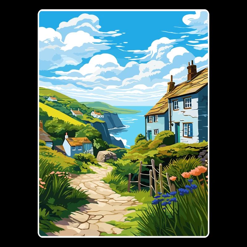 Cadgwith Cornouailles Angleterre Affiche de voyage souvenir