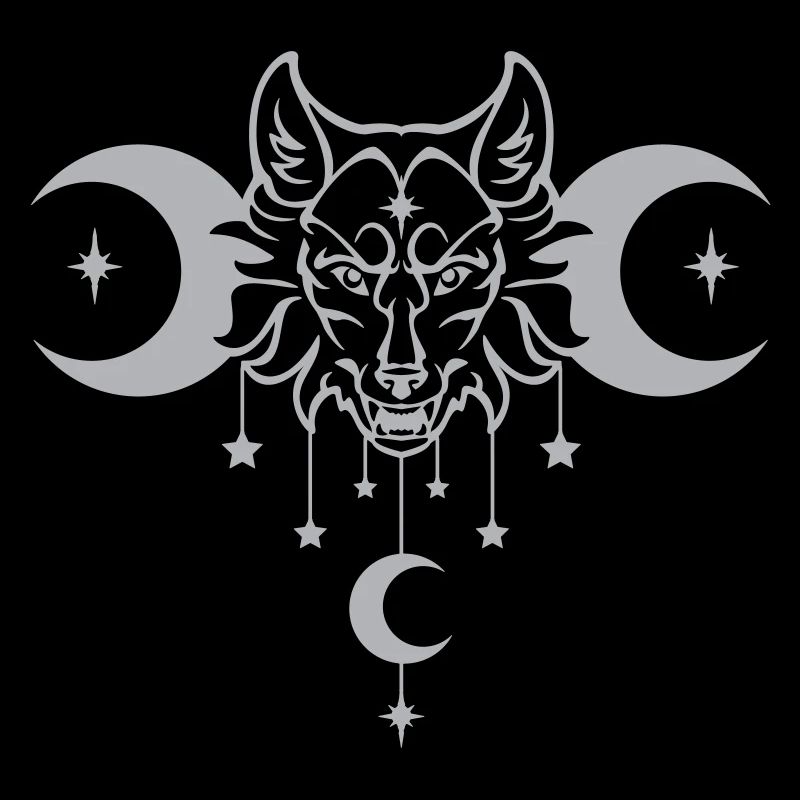 Wicca Moon Wolf - Customizable Color