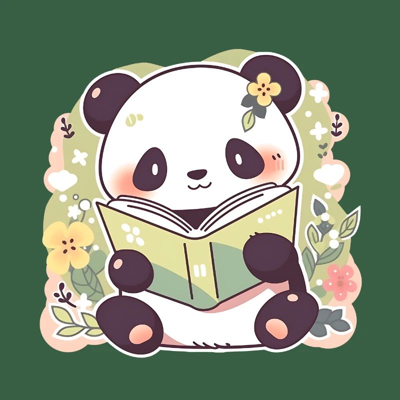 Panda liest ein Buch - niedliches Cartoon-Design