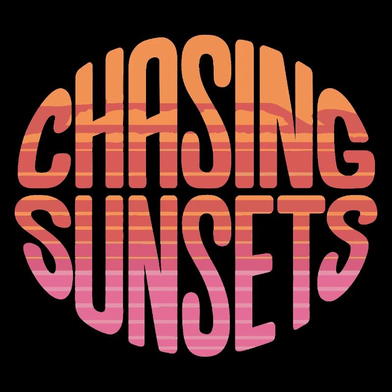 À la poursuite des couchers de soleil Typographie rétro du coucher de soleil