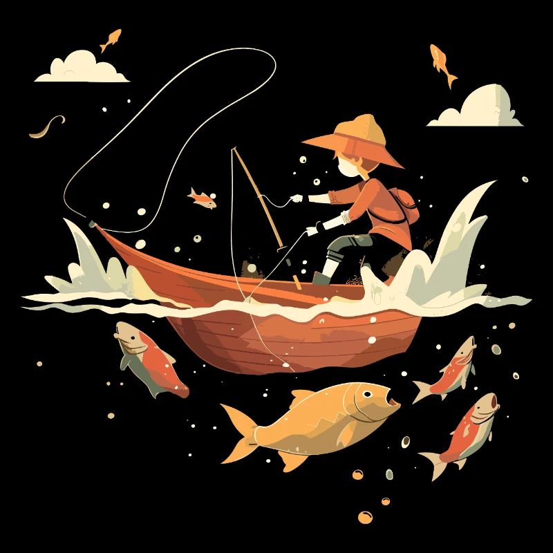 Look de dessin animé de pêche