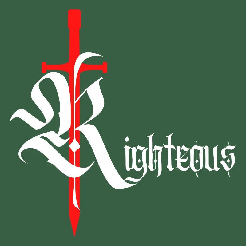 Gothique Righteous Design avec épée avec texte blanc