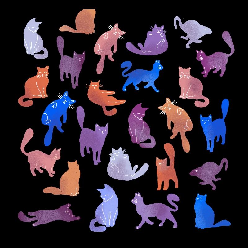 Farbenfrohe Katzen Silhouetten