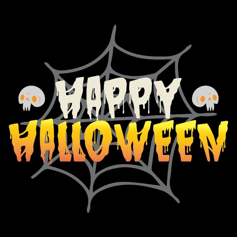 Fröhliches Halloween mit Spinnennetz und Totenköpf