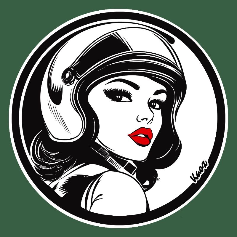 Femme de course rétro chic avec casque