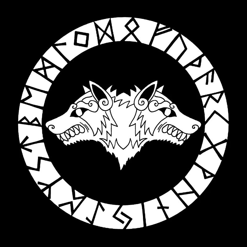 Viking wolf with two heads