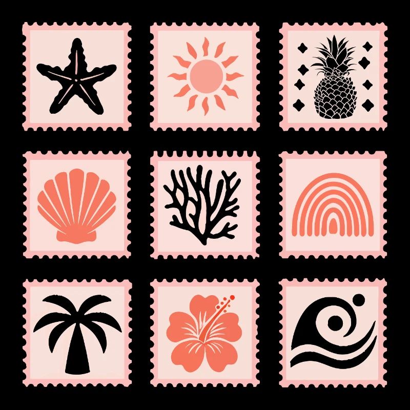 Collage de timbres nature
