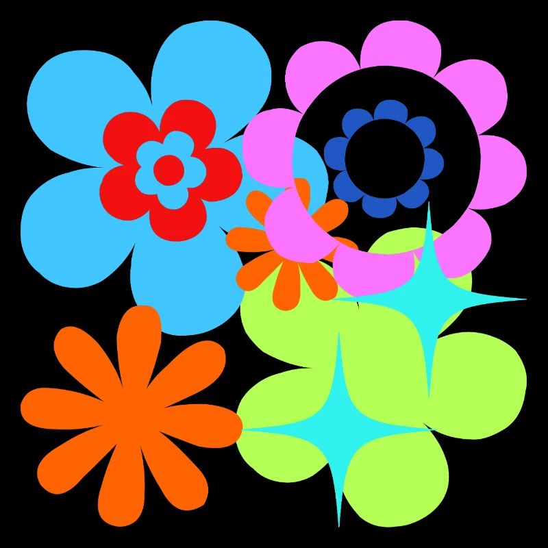 Kunterbunte Blüten und Sterne Psychedelische Flora