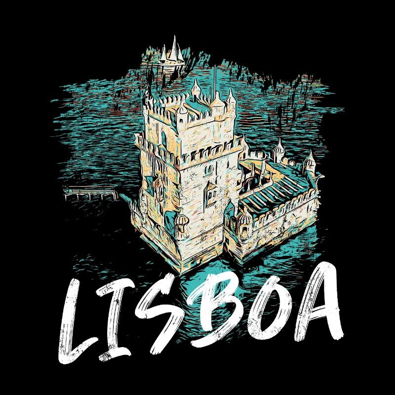 Belém and Tagus Tower in Lisbon, seen from the sky