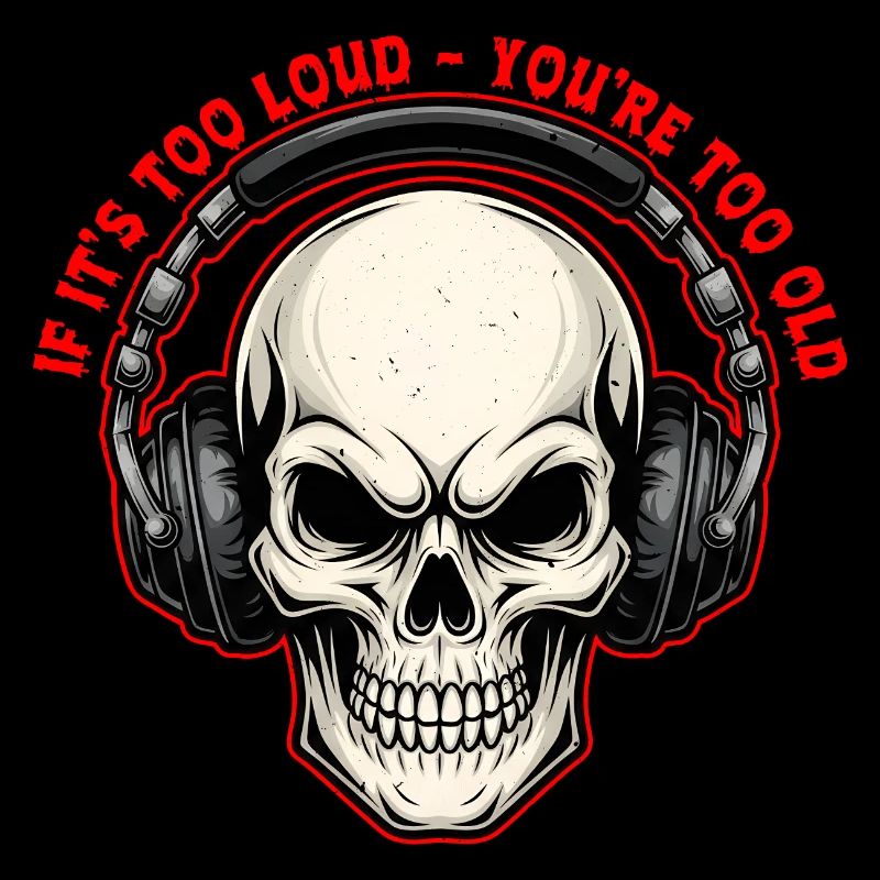 Totenkopf mit Kopfhörern Mutiges Grafikdesign