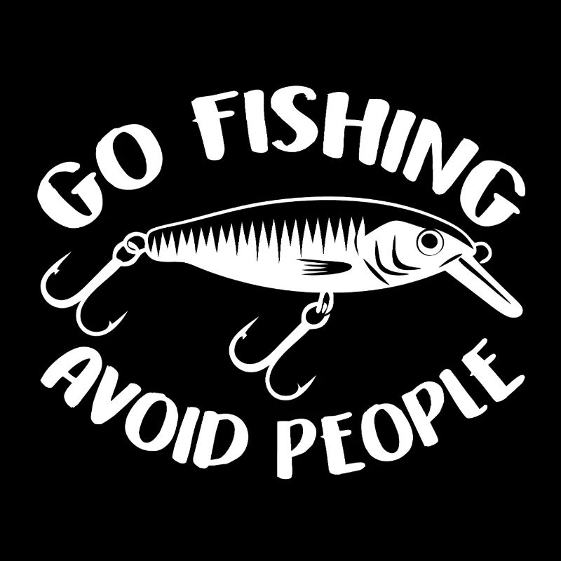 Aller à la pêche Éviter les gens Logo rétro