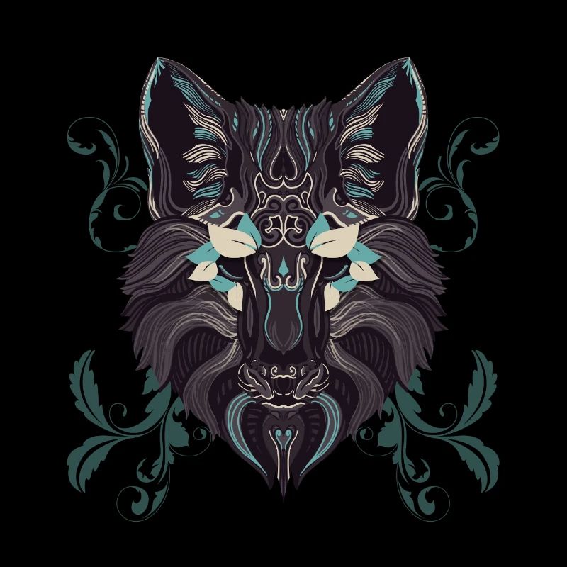Turquoise Ornamental Wolf