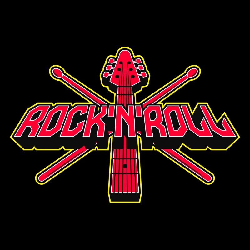 Rock 'N' Roll Guitar and Drumsticks Emblem