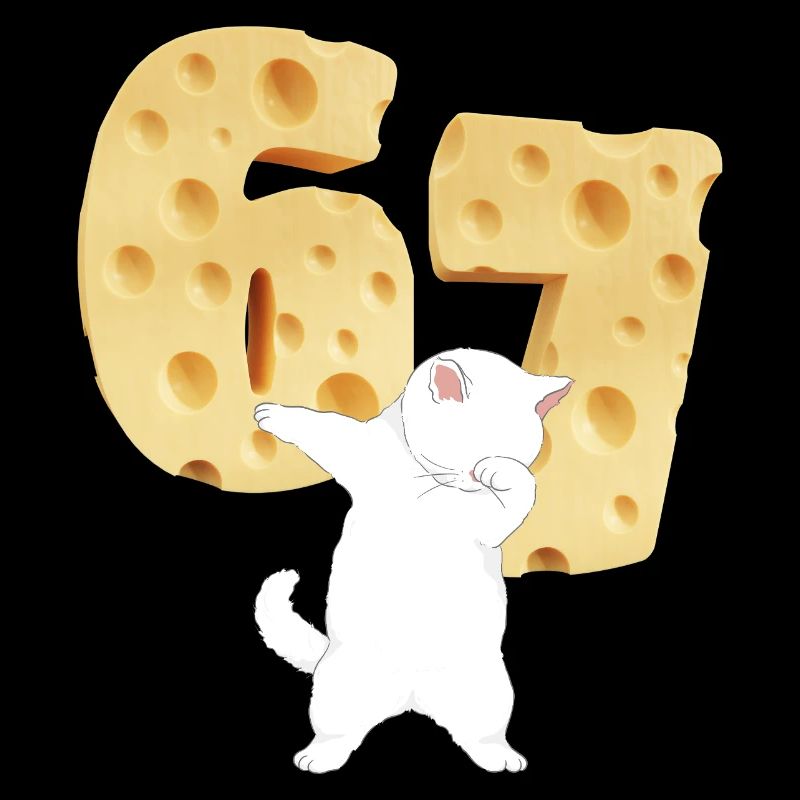 Funny 67 Meme DABBING CAT CHEESE 67TH BIRTHDAY Tee