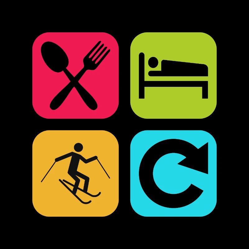 Eat Sleep Skiing Repeat Funny Quote Snow