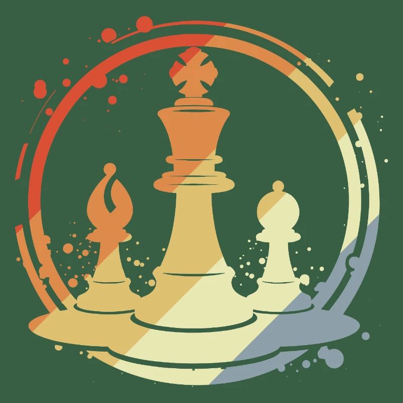 Chess pieces in retro style