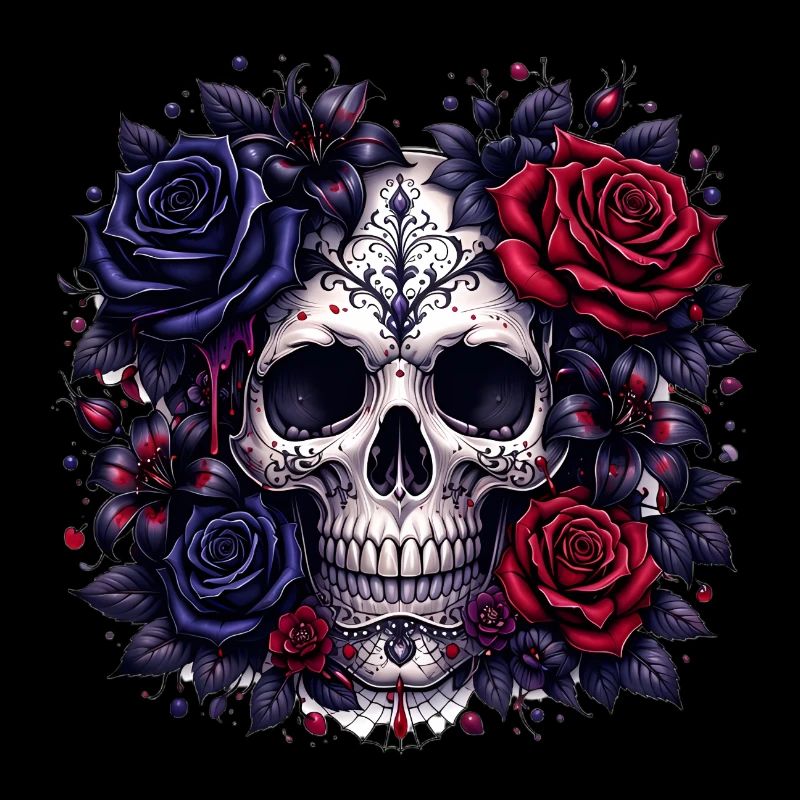 Gothic skull with roses