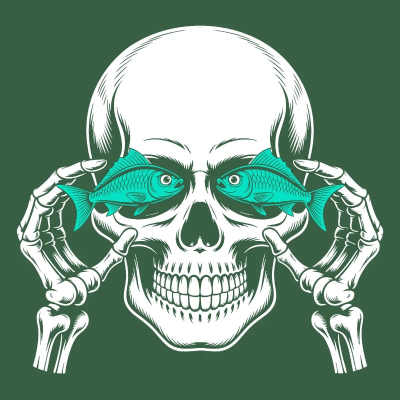 Skull and crossbones with fish