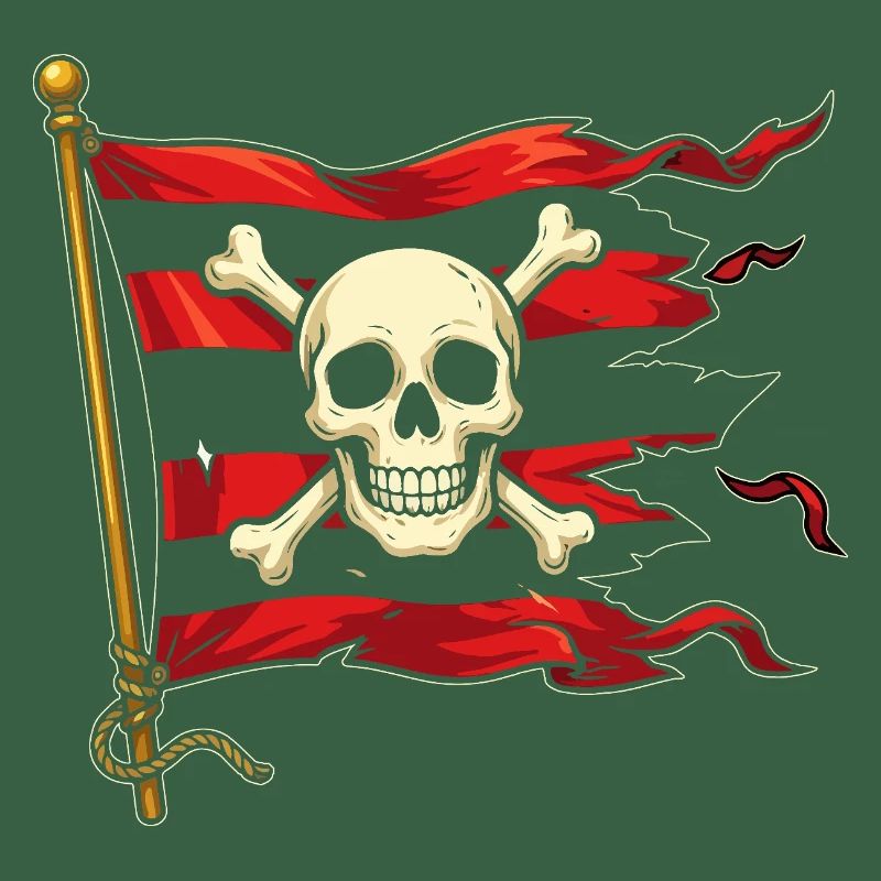 Crâne sur drapeau pirate