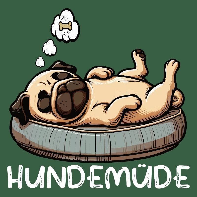 Hundemüde Mops Möpse Mopsbesitzer Mopsliebhaber 