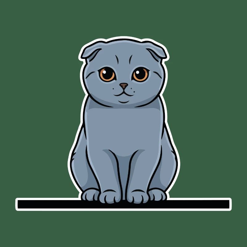 Scottish Fold Cat Grey Amber Eyes Portrait